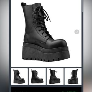 Sleek Black Lace-Up Platform Boots